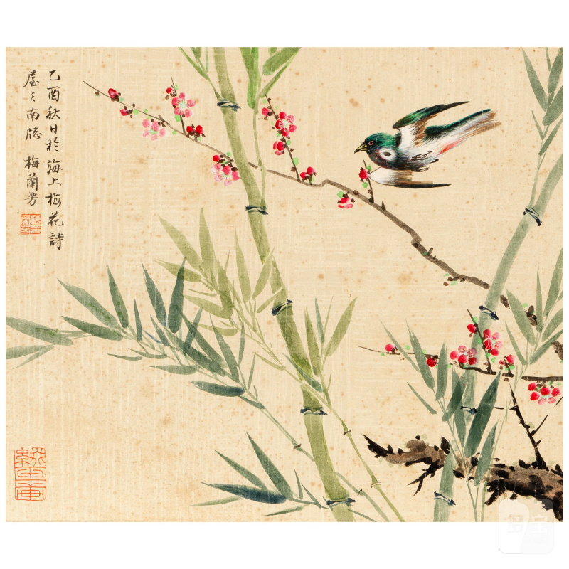 梅蘭芳（1894-1961） 何香凝（1878-1972） 花鳥二幅 設色絹本 設色紙本 鏡框 | MEI LANFANG (1894-1961) AND HE XIANGNING (1878-1972) - 图4